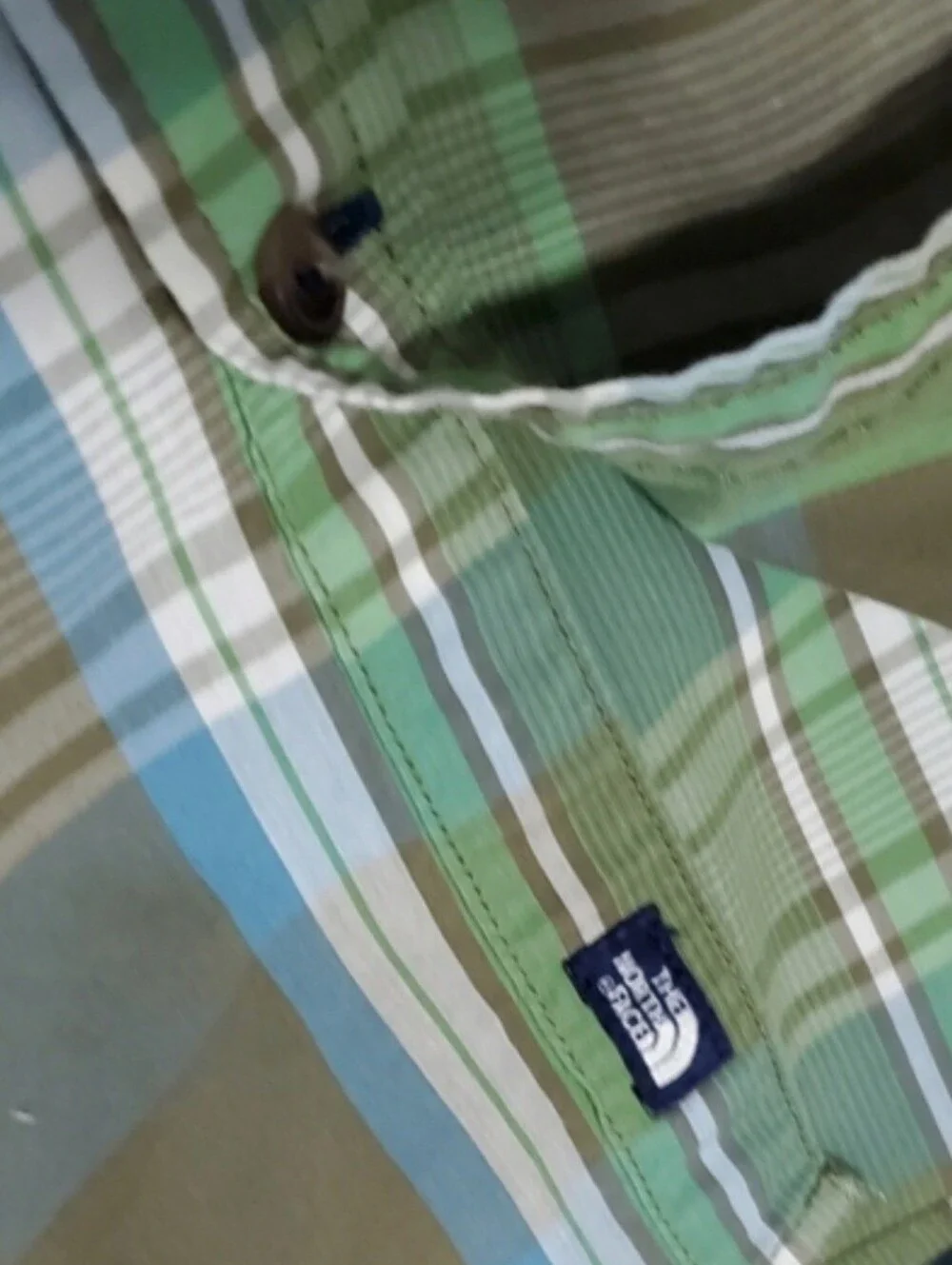 The North Face Short Sleeve Button Front Shirt Green Plaid Mens Medium